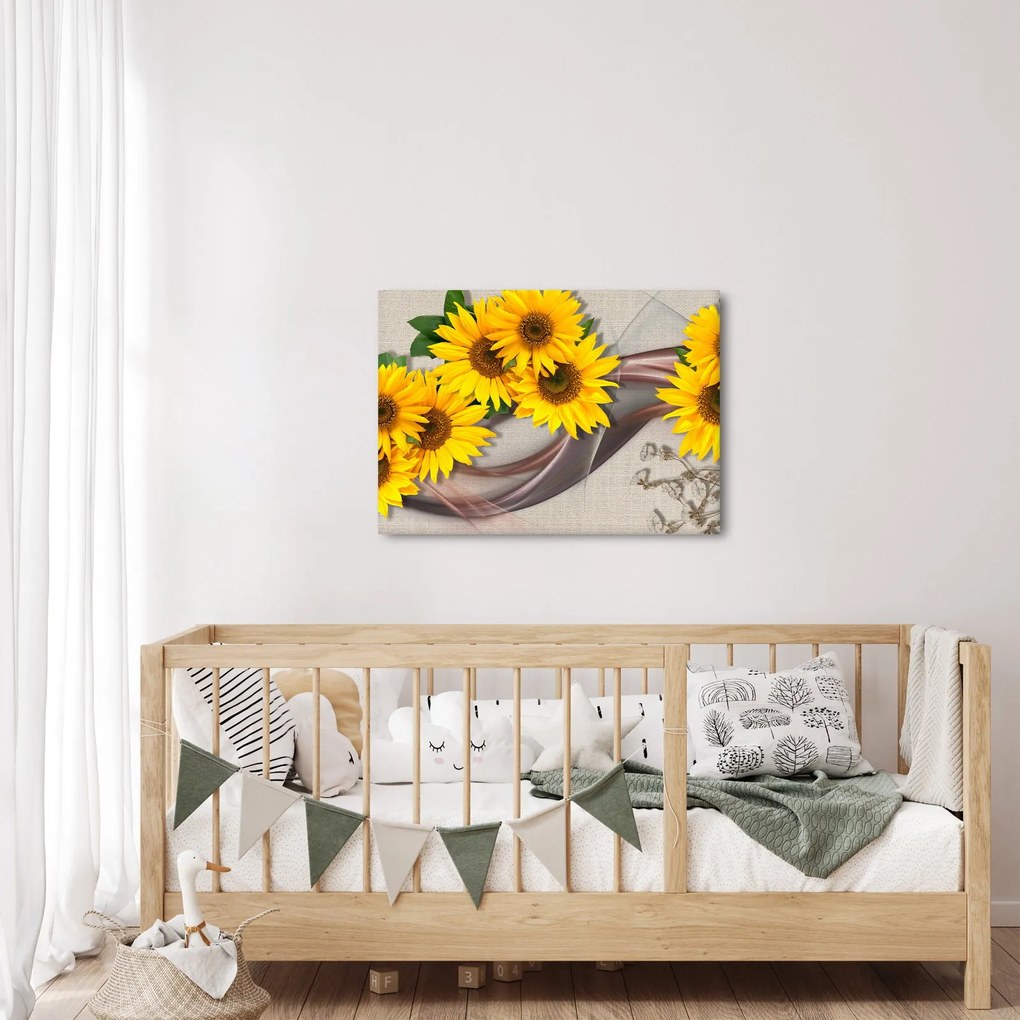 Tablou - Flori strălucitoare de floare soarelui (70x50 cm)