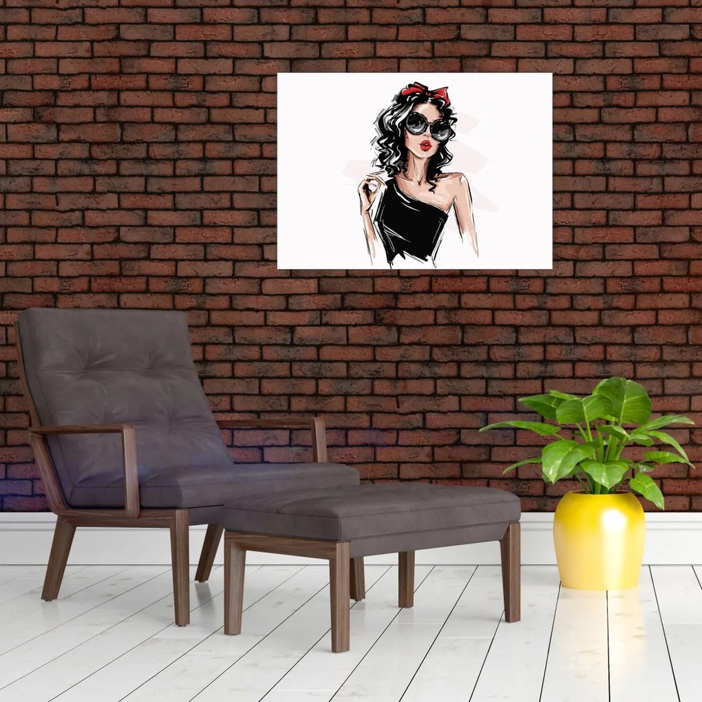 Tablou pe sticlă - Femeie de modă (70x50 cm)