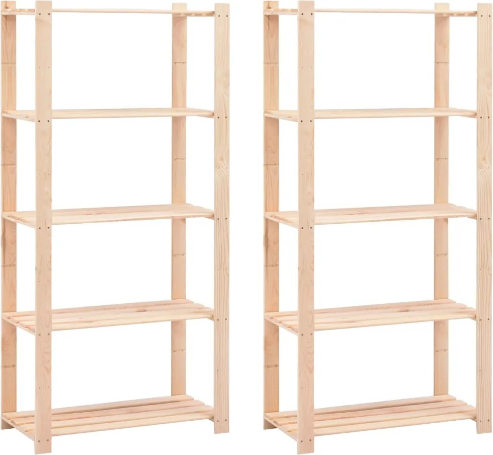 vidaXL Polițe stocare 5 niveluri 2 buc. 80x38x170 cm pin masiv 250 kg