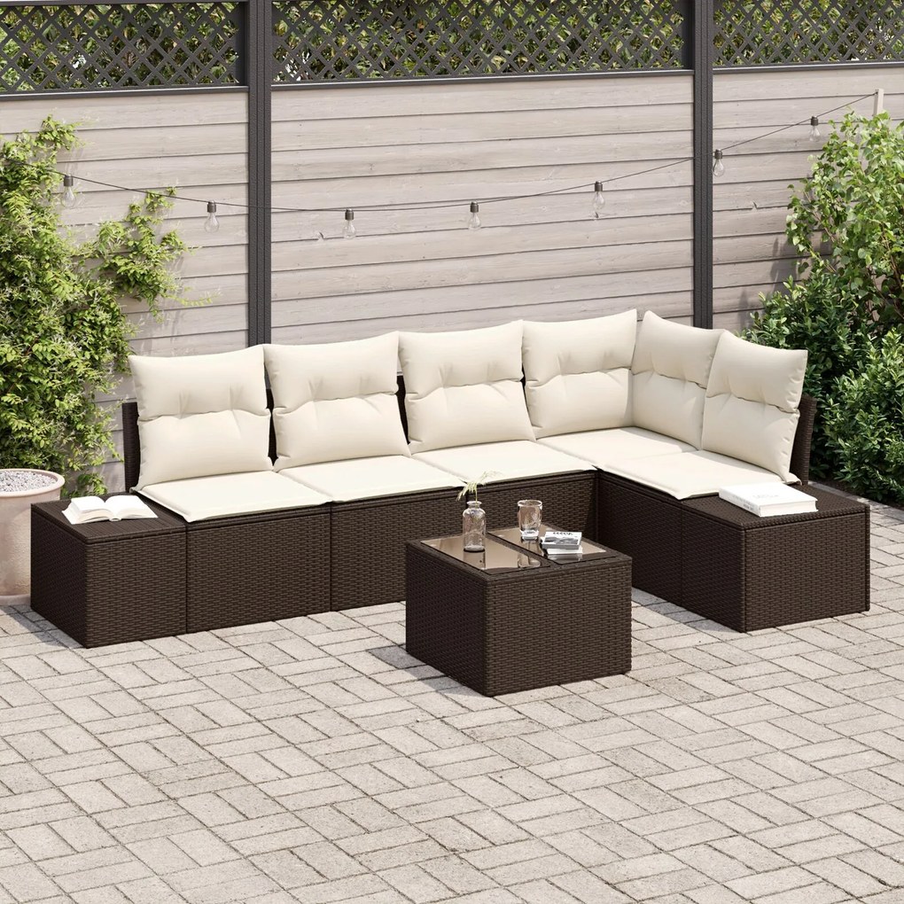 vidaXL Set de canapele pentru grădină 6 pcs Maro Rattan poli