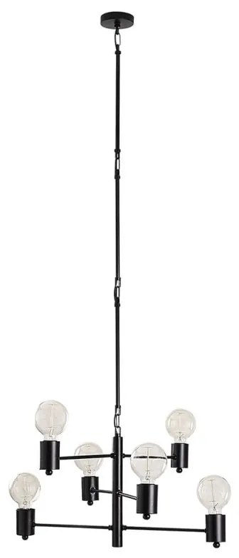 Lampa suspendata Elefant 892OPV1769, 6 becuri, Metal, 146 cm, Negru