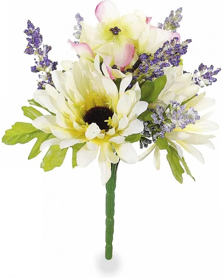 Buchet flori de camp si floarea soarelui White 20 cm
