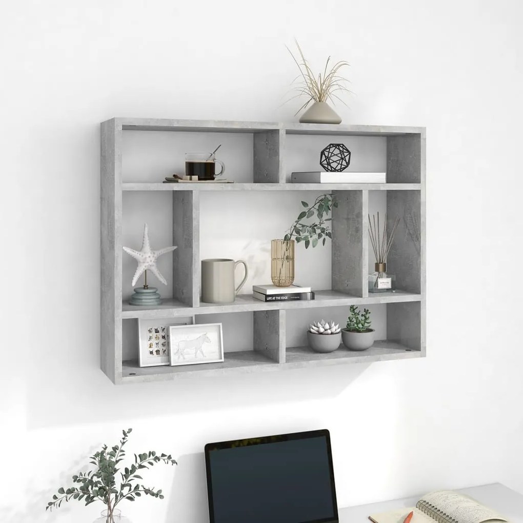 vidaXL Rafturi de perete, gri beton, 75x16x55 cm, lemn prelucrat
