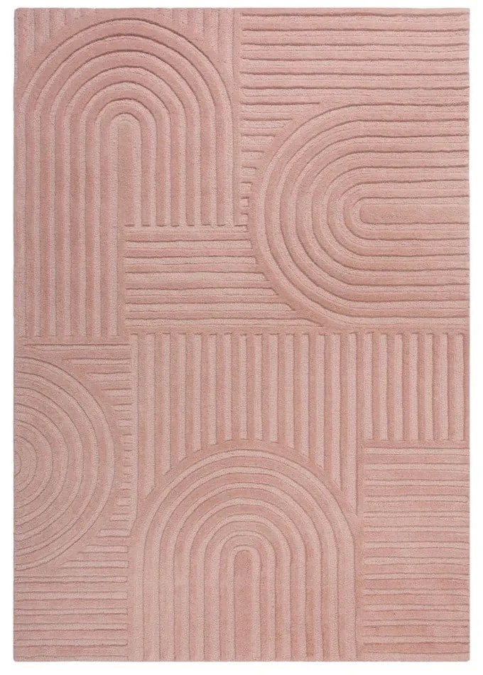 Covor din lână Flair Rugs Zen Garden 120 x 170 cm, roz