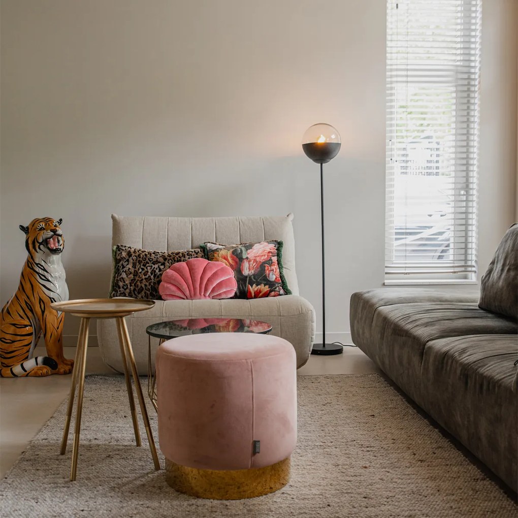 Lampă de podea retro neagră cu sticlă transparentă - Eclipse