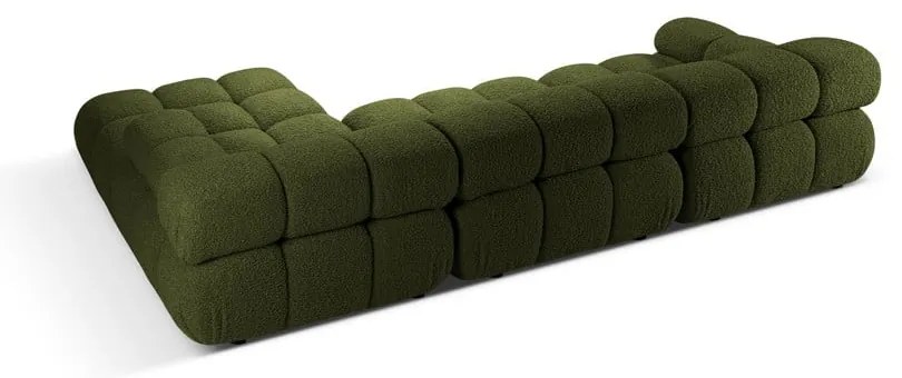 Colțar modular verde cu tapițerie din țesătură bouclé (cu colț pe partea dreaptă) Bellis – Micadoni Home