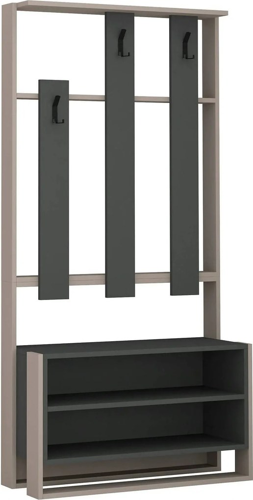 Mobilier hol 855DTE4017, bej/gri antracit, PAL melaminat, 90x36x180 cm