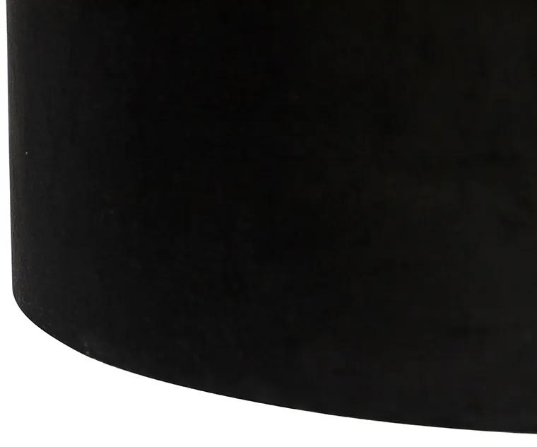 Lampă suspendată cu nuanțe de catifea neagră cu auriu 35 cm - Blitz II negru