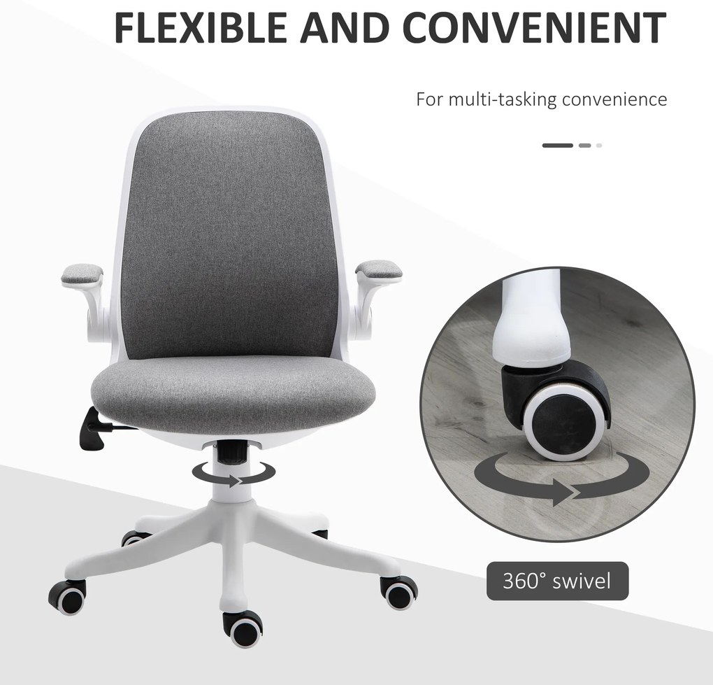 Vinsetto Fotoliu de birou Silla de Escritorio Basculante Altura Ajustable Reposabrazos Elevable 62,5x60x94-104 cm Gris | Aosom Romania