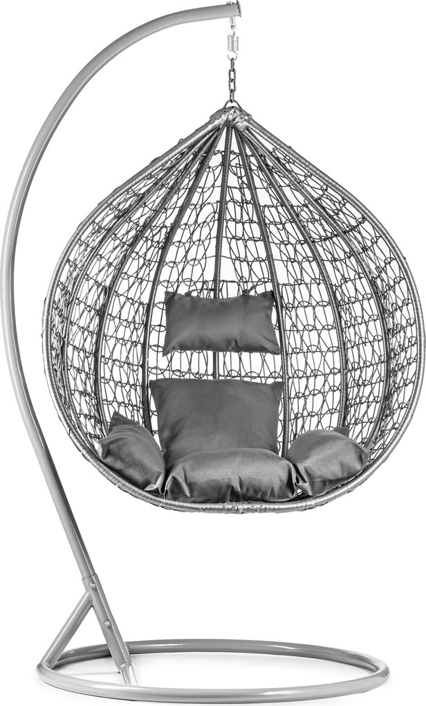 Scaun suspendat gri KOKON cu suport, perna gri