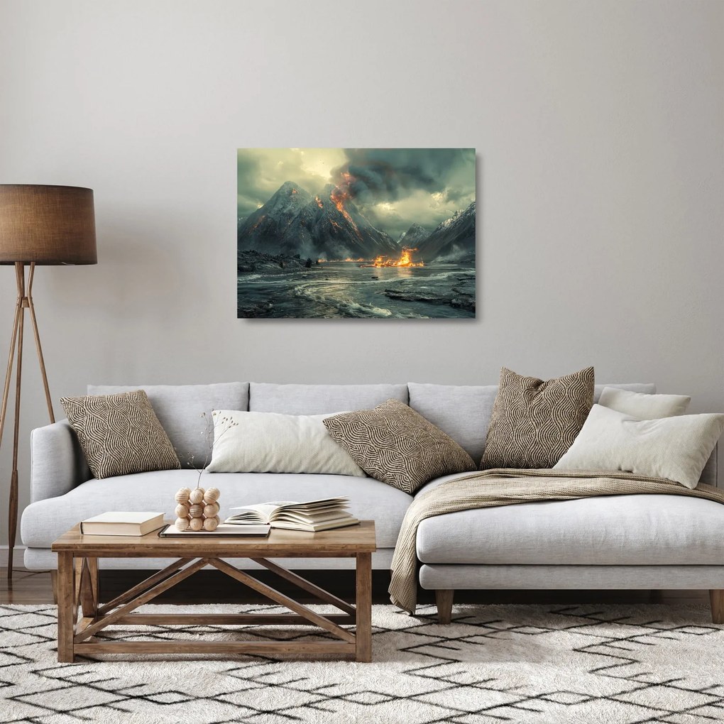 Tablou pe sticlă - Erupție vulcanică (70x50 cm)