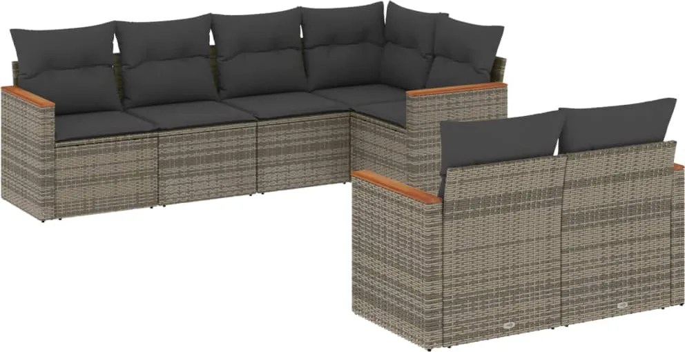 vidaXL Set canapele de grădină, 7 piese, cu perne, gri, poliratan