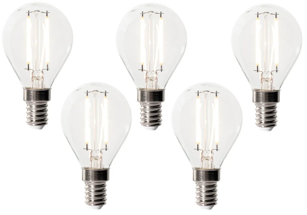 Set de 5 Becuri LED E14 Dimmabile P45 Sticlă Transparentă 3W 250 lm 3000K