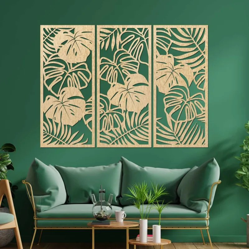 SENTOP | Pictură murală din trei piese cu frunză de monstera | TROPICI