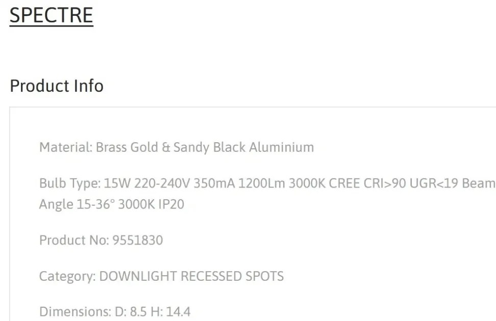 Spot LED aplicat SPECTRE 15W negru/alama