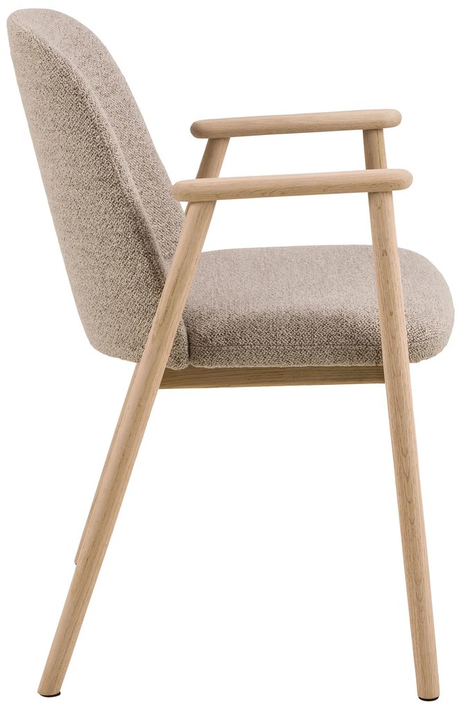 MAZZONI EXPORT RODERIC Bej Latte (material Monza 60)/cadru stejar albit uleiat - SCAUN DE LEMN BOUCLÉ PENTRU SUFRAGERIE LIVING BUCĂTĂRIE RETRO