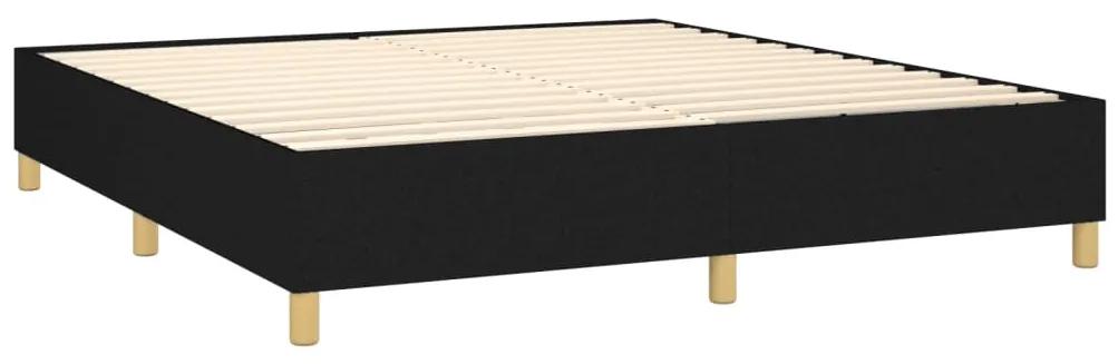 Pat box spring cu saltea, negru, 160x200 cm, textil Negru, 160 x 200 cm, Culoare unica si cuie de tapiterie
