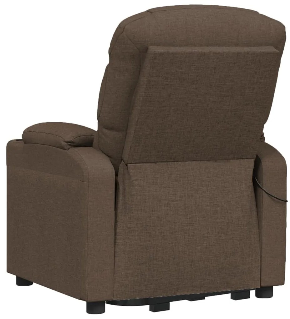 Fotoliu de masaj rabatabil electric cu ridicare, maro, textil