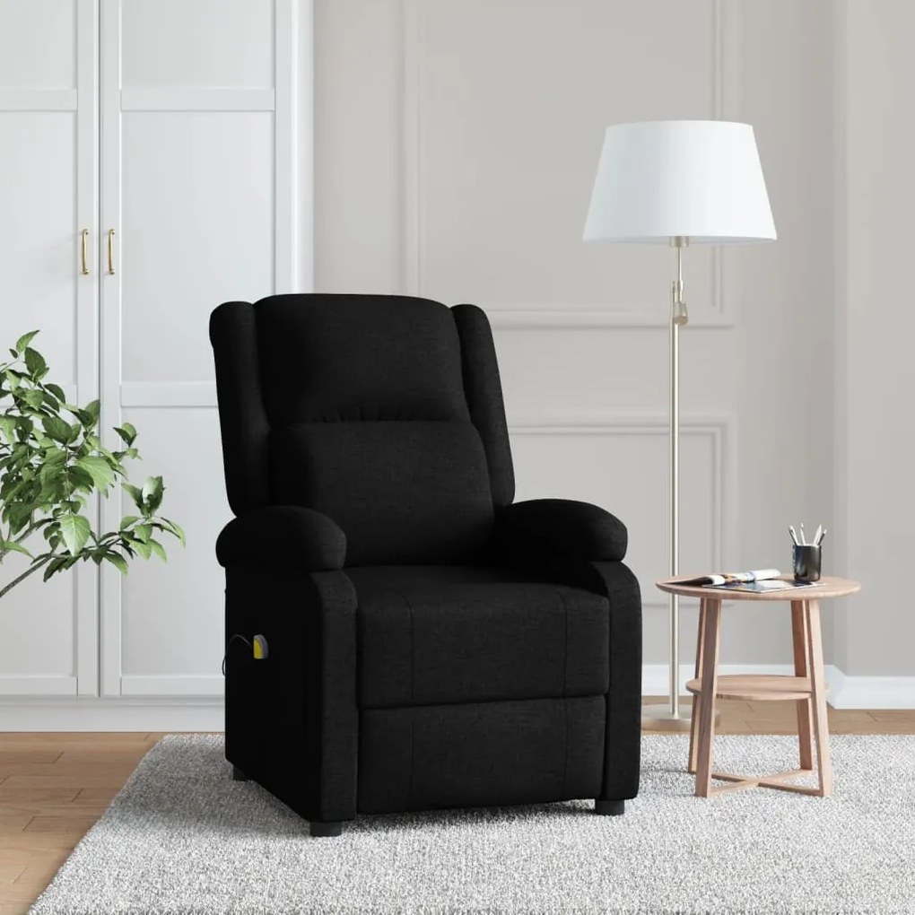 342429 vidaXL Fotoliu de masaj spătar aripi, negru, material textil