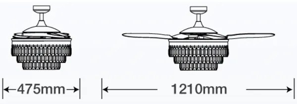 Ventilator LED de tavan FANAWAY 212923 VEIL 6xE14/4,5W/230V crom + telecomandă
