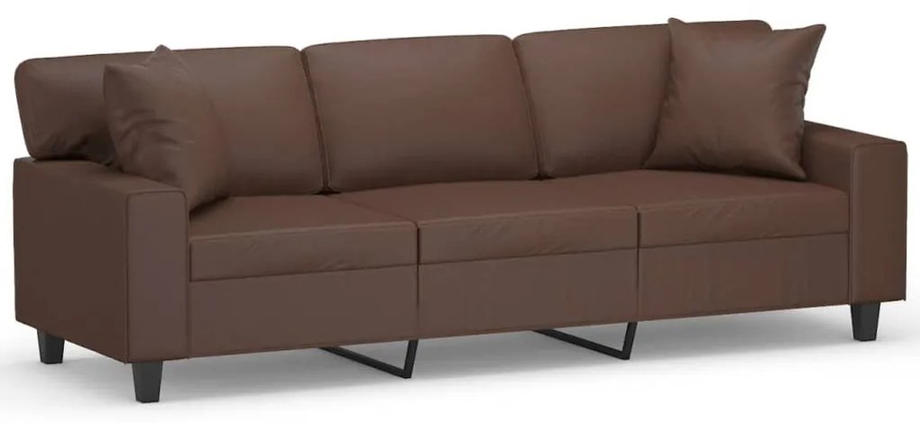 3153067 vidaXL Canapea cu 3 locuri, perne&pernuțe maro 180 cm piele ecologică