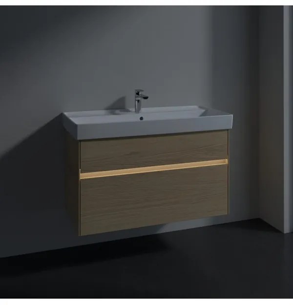 Dulap baza suspendat, Villeroy&Boch Collaro, 95.4x54.6x44.4cm, iluminare ambientala, C011L0