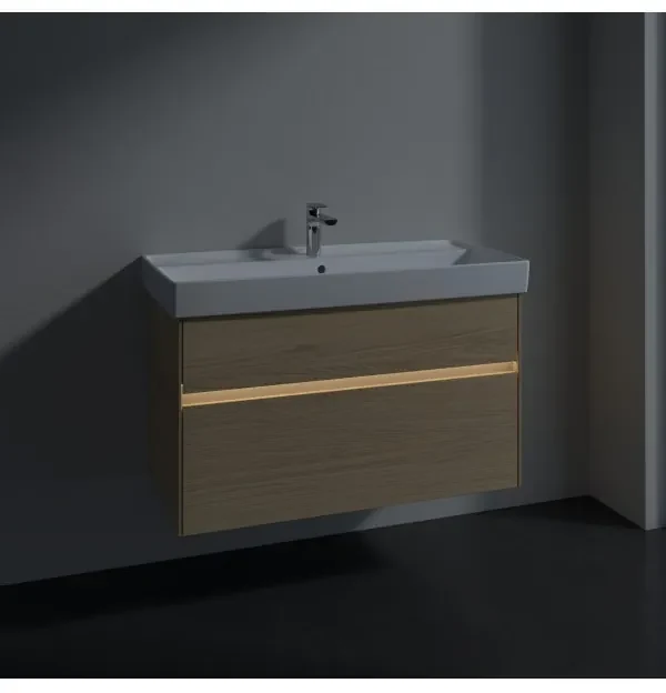 Dulap baza suspendat, Villeroy&amp;Boch Collaro, 95.4x54.6x44.4cm, iluminare ambientala, C011L0