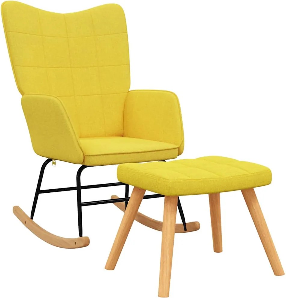 vidaXL Scaun balansoar cu taburet, galben muștar, textil