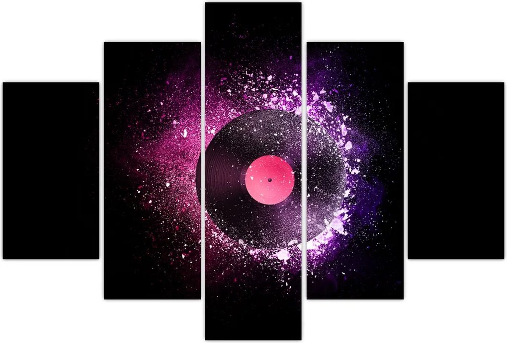 Tablou - Disc de vinil roz-violet (150x105 cm)