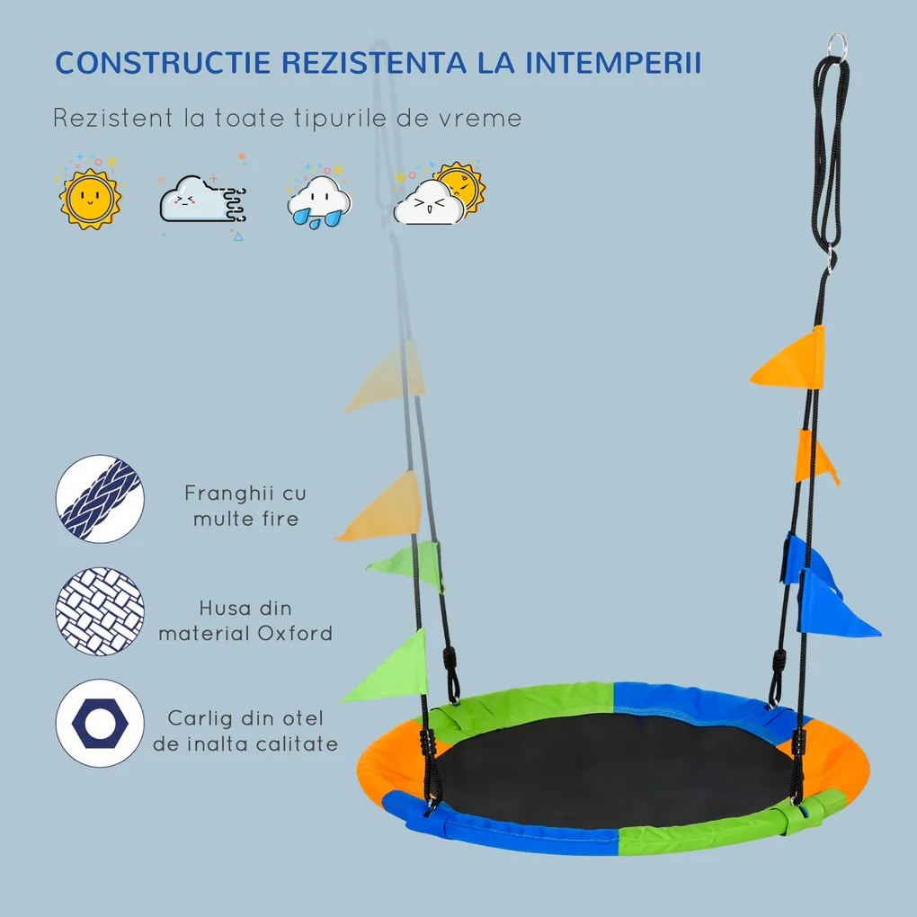 Leagan rotund Outsunny, pentru copii +3 ani, multicolor | Aosom Romania