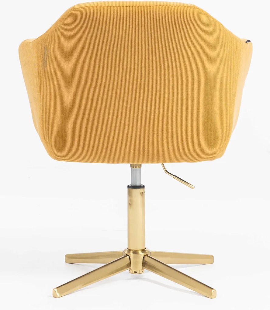 HR832CROSS Scaun Catifea Reiată Premium culoare Curry Galben cu Bază Aurie