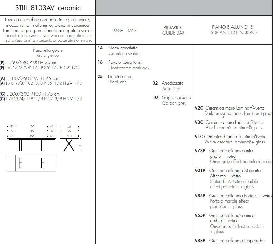 Masa extensibila eleganta design LUX Still 200-300x100cm