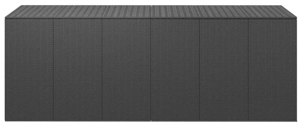 317235 vidaXL Ladă grădină pentru perne, negru, 291x100,5x104 cm, ratan PE