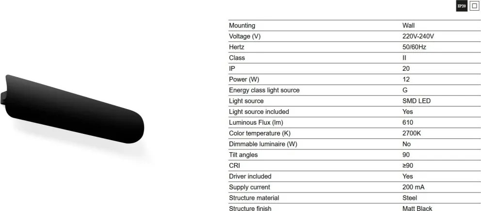 Aplica LED iluminat ambiental NOVO L-50cm negru