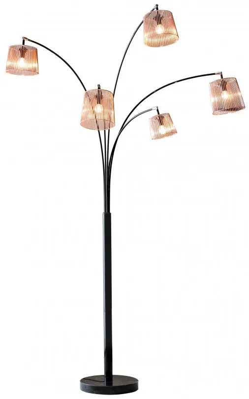Lampadar din otel/cupru/marmura THIS & THAT 215 cm negru, 5 becuri