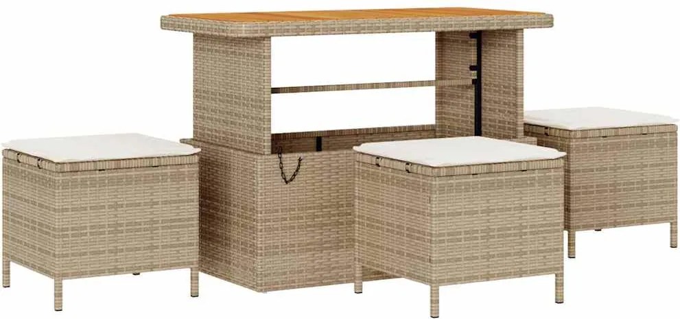 vidaXL Set de masă pentru grădină Bej poliratan