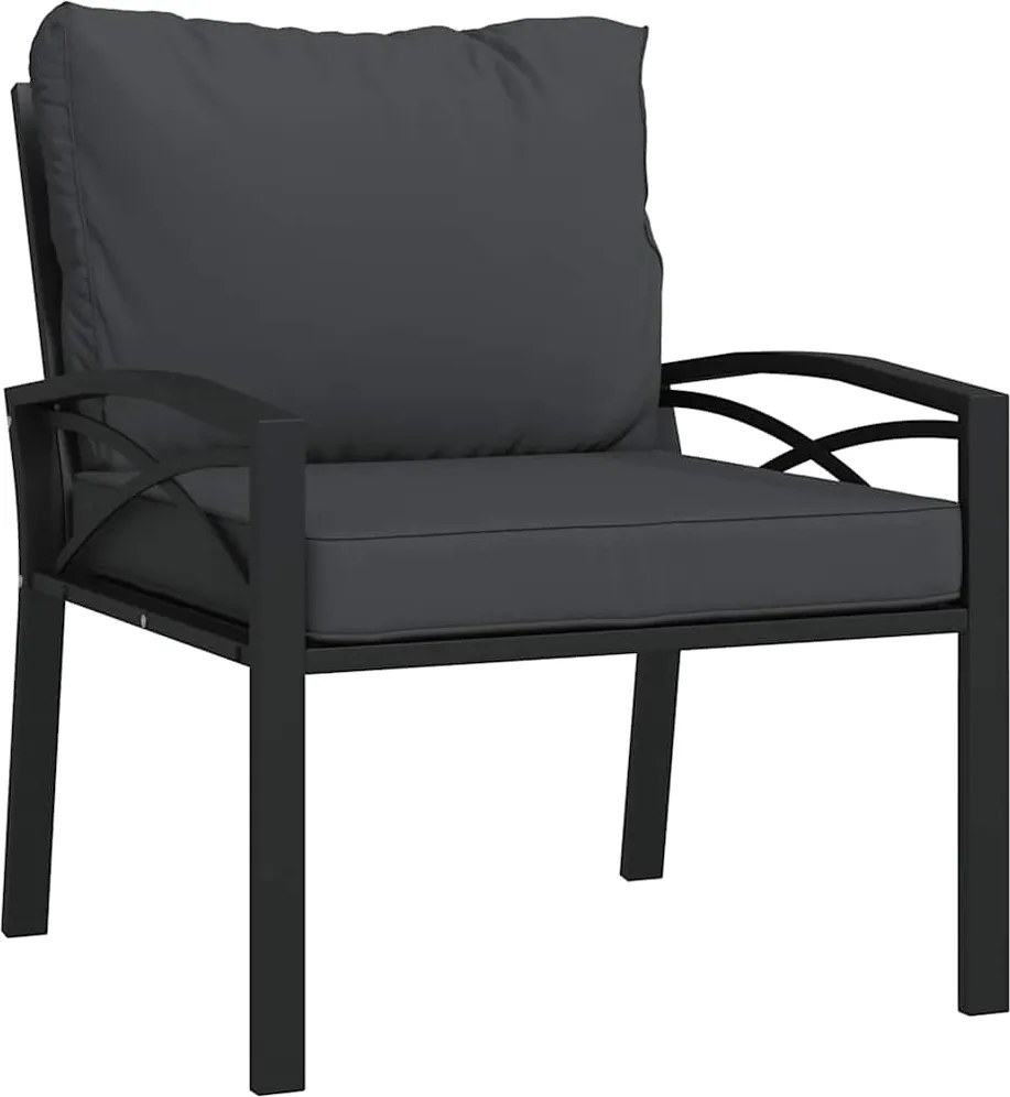 vidaXL Scaun de grădină cu perne gri, 68x76x79 cm, oțel