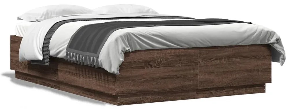 3209715 vidaXL Cadru de pat, stejar maro, 120x200 cm, lemn prelucrat