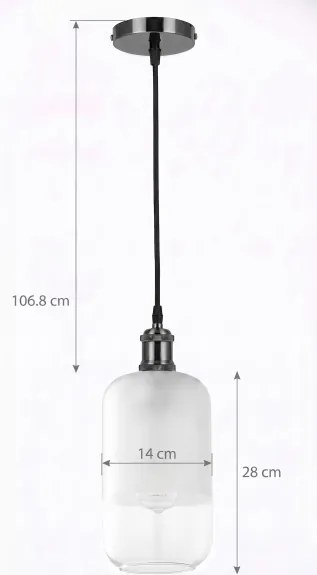 BRILAGI - lustră LED pe cablu RETRO GLASS 1xE27/60W/230V Ø 14 cm negru/alb