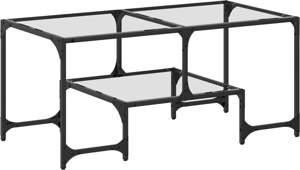 vidaXL Măsuță de cafea cu blat sticlă transparentă 98,5x50x45 cm oțel