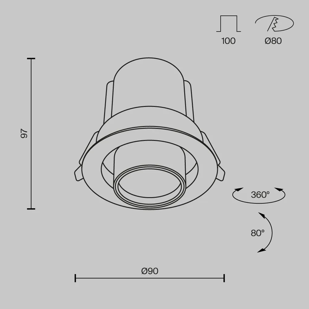 Spot LED incastrabil rotativ retractabil Hidden alb