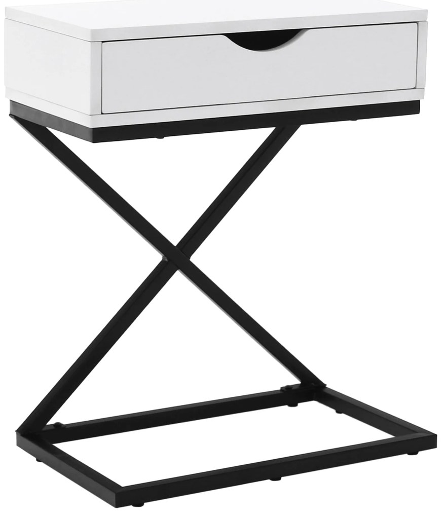 Masuta auxiliara/noptiera, alb/negru, VIRED