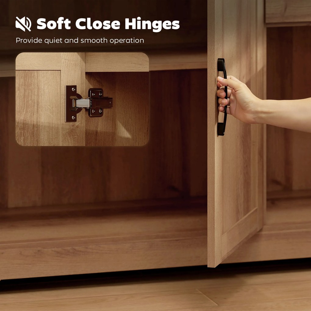 HOMCOM Mobilă bucătărie cu 2 sertare și 2 dulapuri cu rafturi reglabile, stejar | Aosom Romania