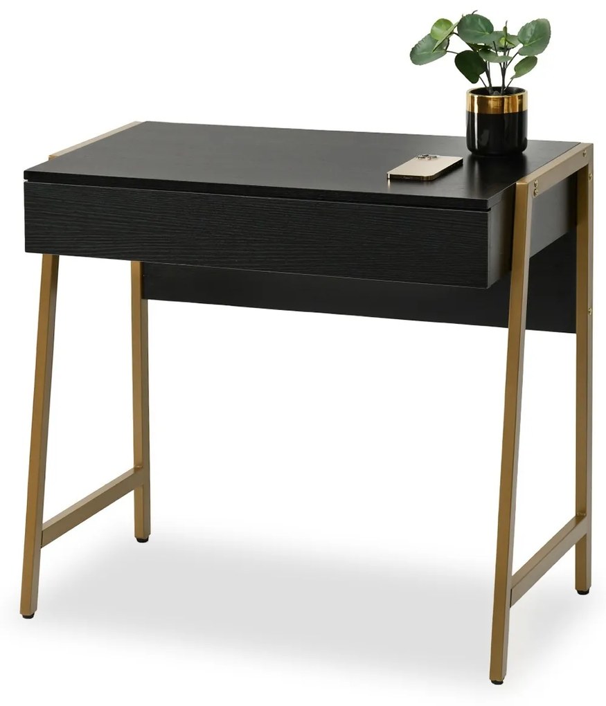 Masă PC Norway (lemn negru + auriu). 1109801