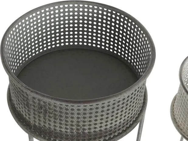 Set suporturi ghivece gri antichizat din metal, 33×33×70 cm și 26×26×52 cm, „Aged"