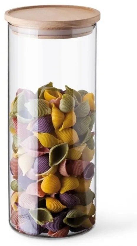 Simax 5142 borcan din sticlă cu capac din lemn,1,4 l