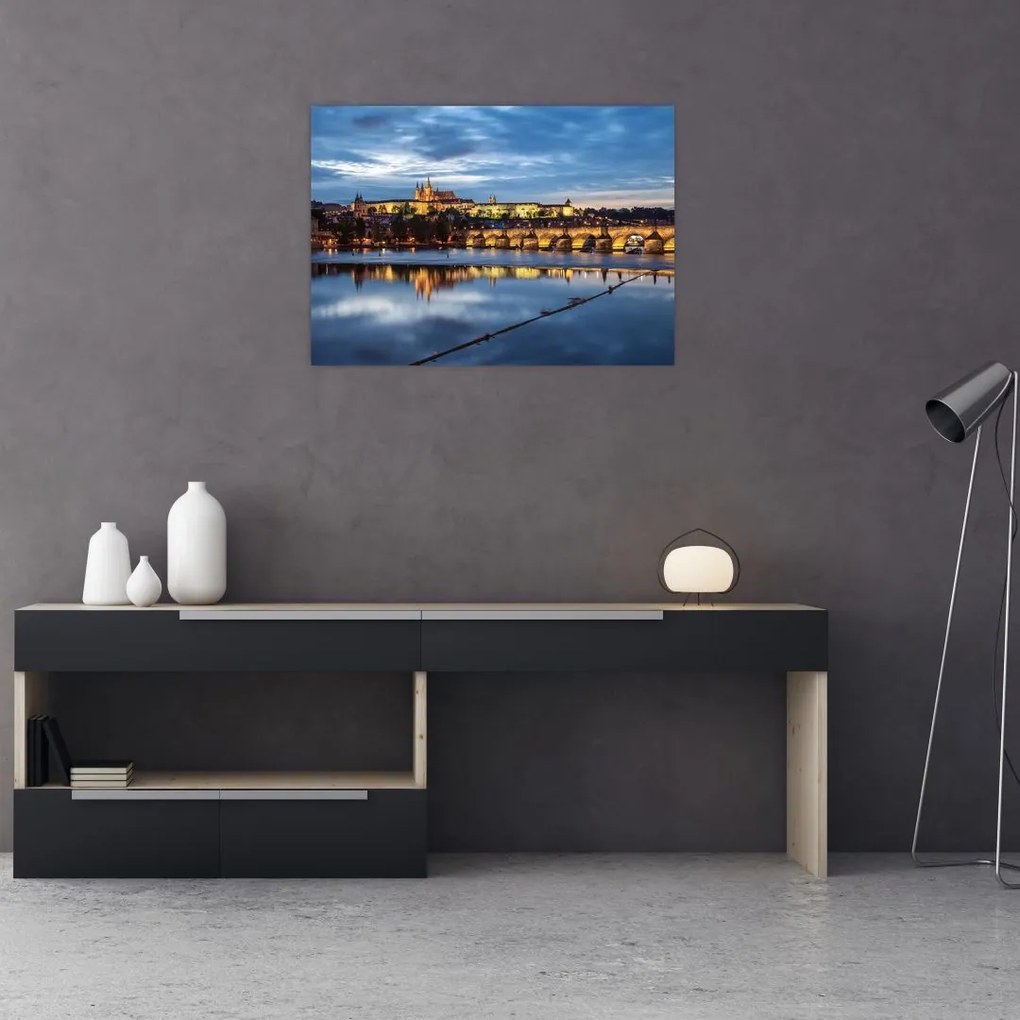 Tablou cu palatul din Praga și podul lui Carol (70x50 cm)