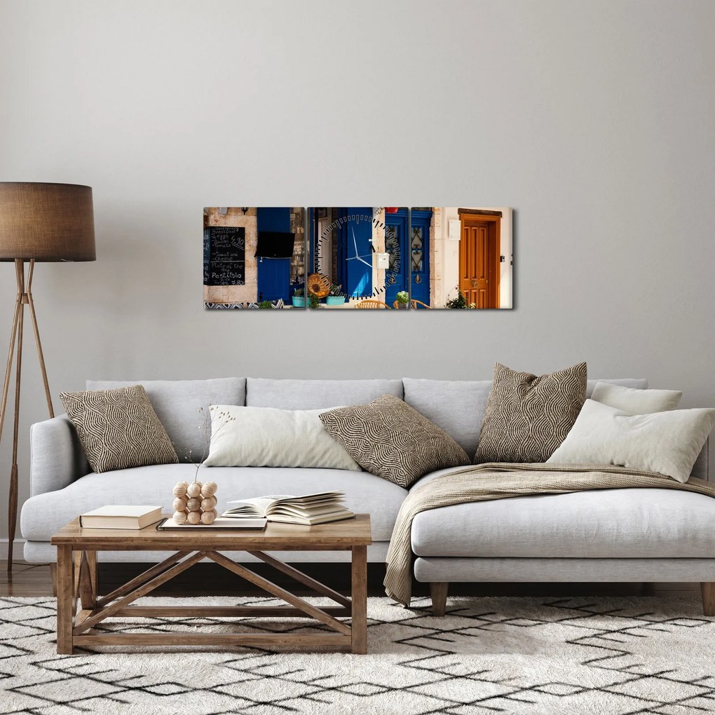 Tablou - ședere în Grecia (cu ceas) (90x30 cm)