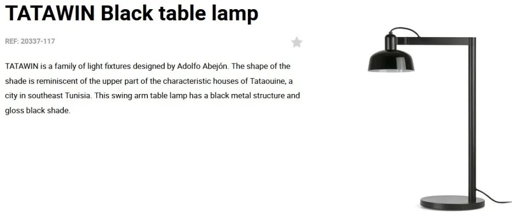 Veioza/Lampa de masa design ambiental TATAWIN negru