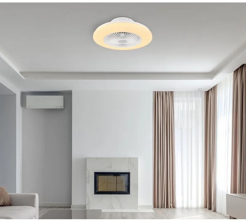 Lustra LED cu ventilator si telecomanda design modern Kello alb